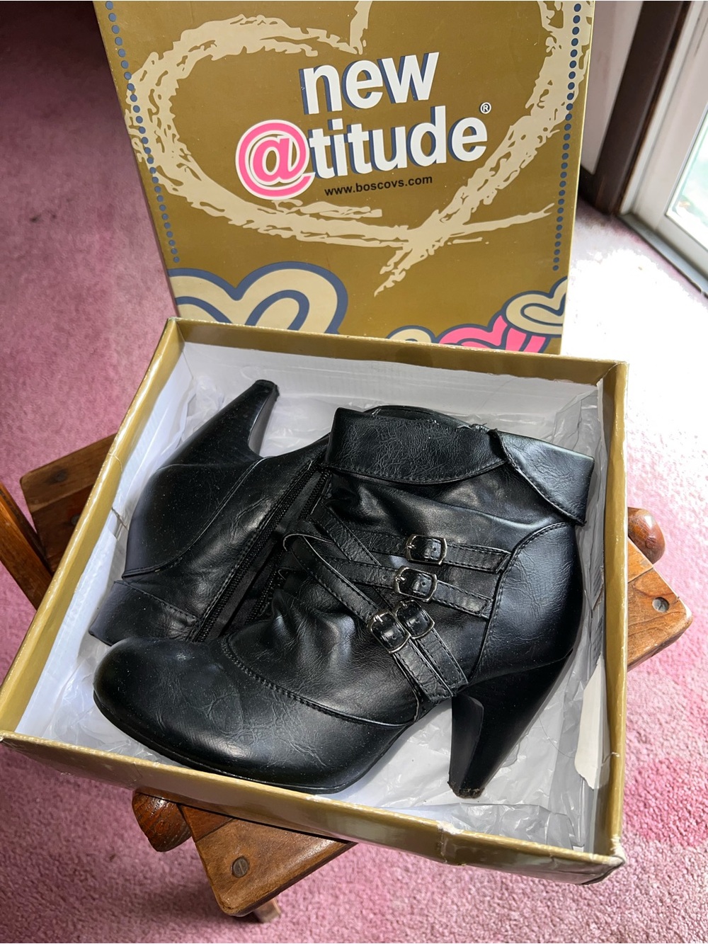 Black Women's Ankle Boots - Sleek Buckle Detail